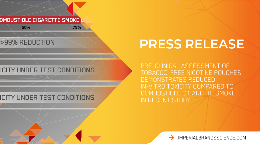 Press release: Pre-clinical assessment of tobacco-free nicotine pouches demonstrates reduced in-vitro toxicity compared to combustible cigarette smoke